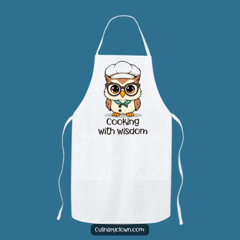 Funny Kawaii Owl Chef Apron: Cook Smart! Wise Chef, Hilarious Funny Gift For Home Cooks