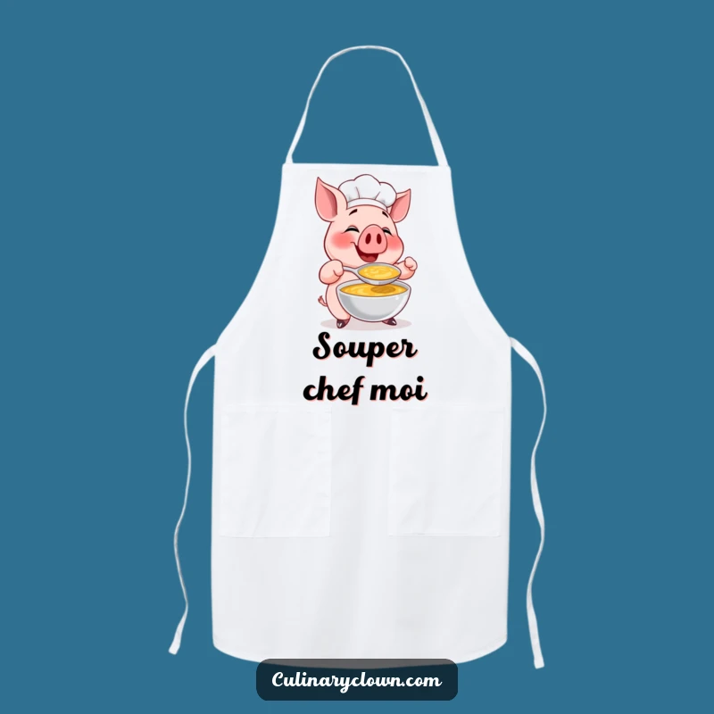 Funny Pig Chef Soup Apron: Chef Character for Delicious Kitchen Fun