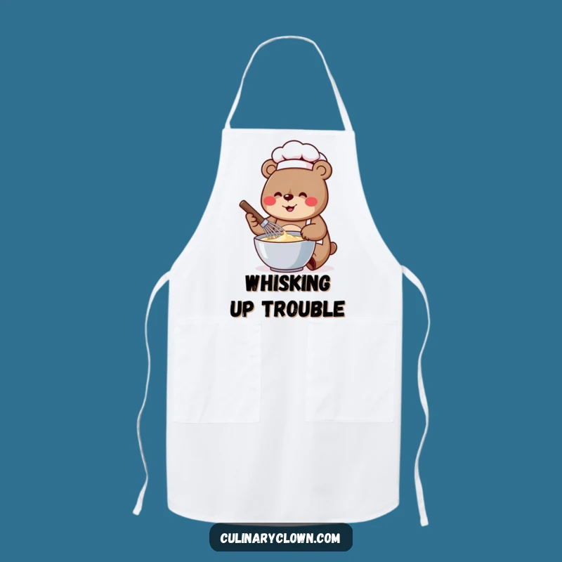 Funny Bear Chef Whisking Apron: Cheerful Baker Kitchen Gear