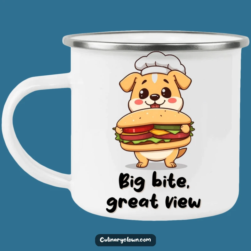 Funny Kawaii Dog Chef Camping Mug: Big Bites for Outdoor Adventures