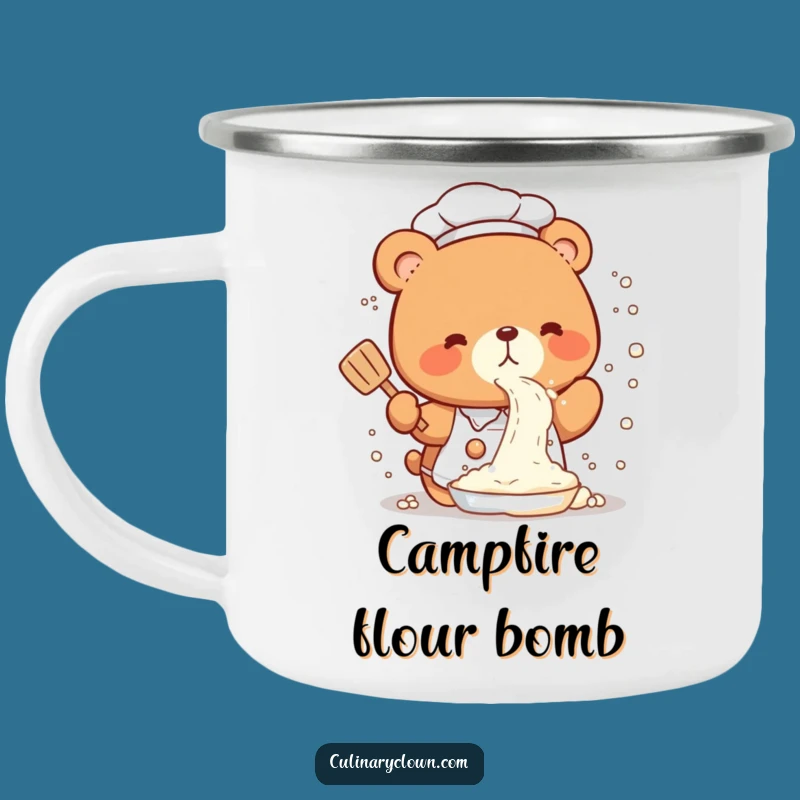 Funny Kawaii Bear Chef Camp Mug: Adventure and Messy Fun