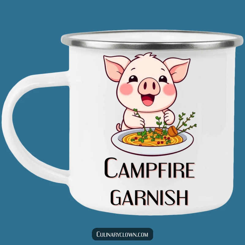Funny Kawaii Pig Garnishing Dish Camping Mug - Hilarious Outdoor Foodie Drinkware