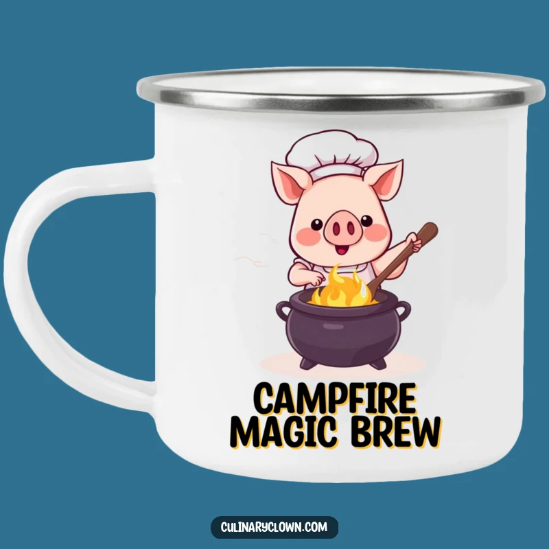 Funny Kawaii Pig Chef Cauldron Camping Mug: Brew Your Adventure with Humor