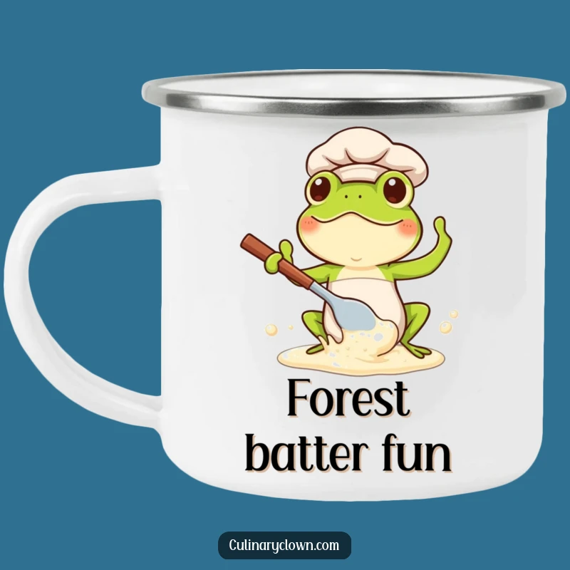 Funny Kawaii Frog Chef Camping Mug: Batter Up for Outdoor Fun