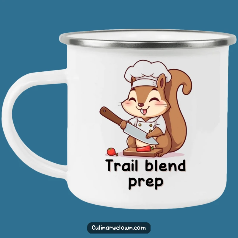 Funny Chef Squirrel Camping Mug: Adventure Chopping, Outdoor Fun