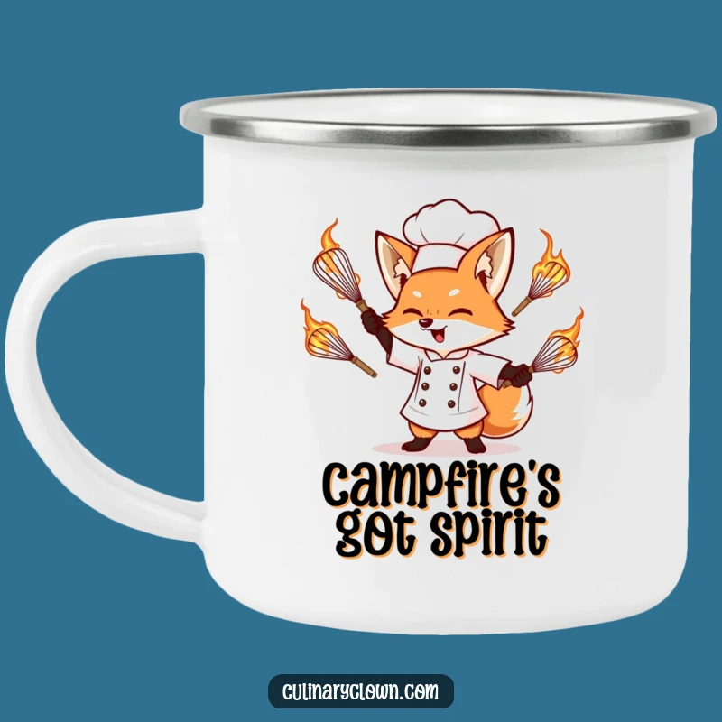 Funny Fox Chef Enamel Camping Mug - Adventure Fuel for Daredevils