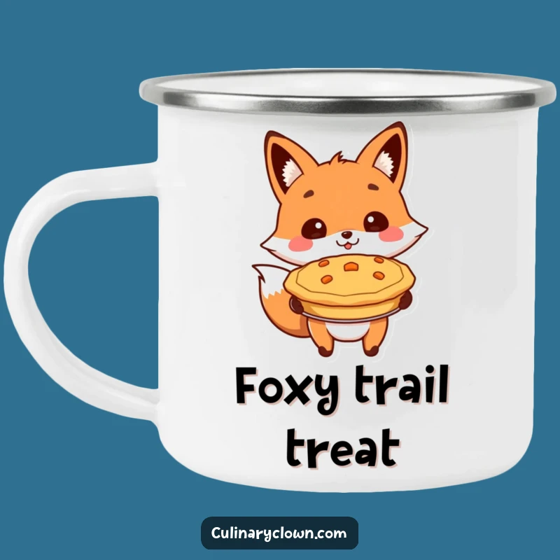 Funny Fox Presenting Pie Camping Mug: Adventure-Ready & Hilarious Dessert Cup!