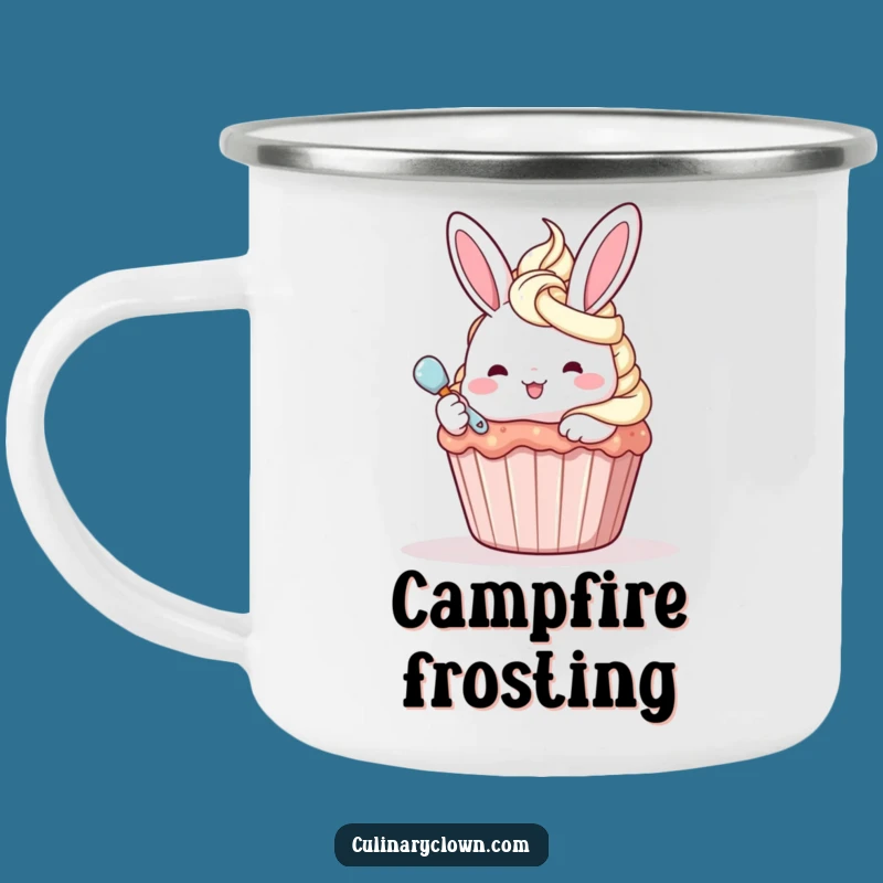 Funny Kawaii Bunny Frosting Cupcake Camping Mug - Hilarious Outdoor Treat Drinkware