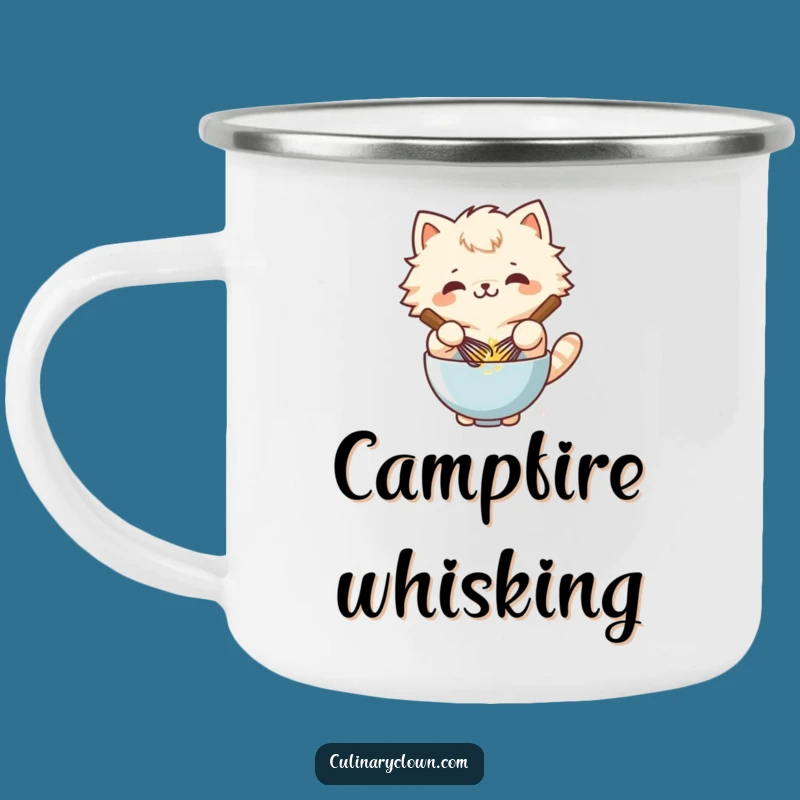 Funny Kawaii Cat Whisking Batter Camping Mug - Hilarious Outdoor Baking Drinkware