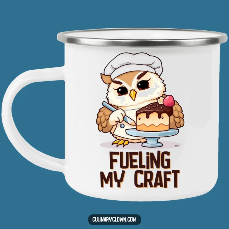 Funny Owl Chef Camping Mug: Determined Outdoorsy Baker, Perfect Gift