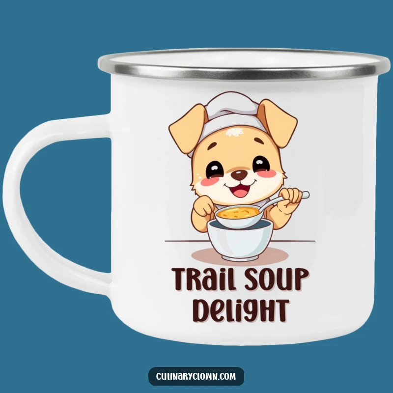 Funny Puppy Chef Enamel Camping Mug - Happy Sips On The Go