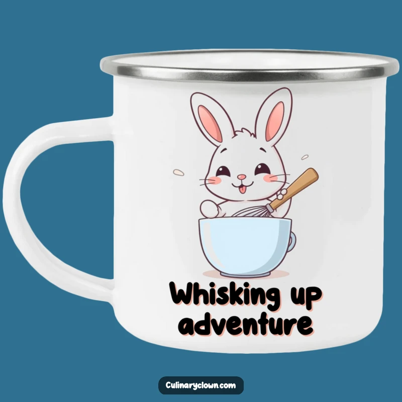 Funny Rabbit Whisking Batter Camping Mug: Adventure-Ready & Hilarious Brew Cup!
