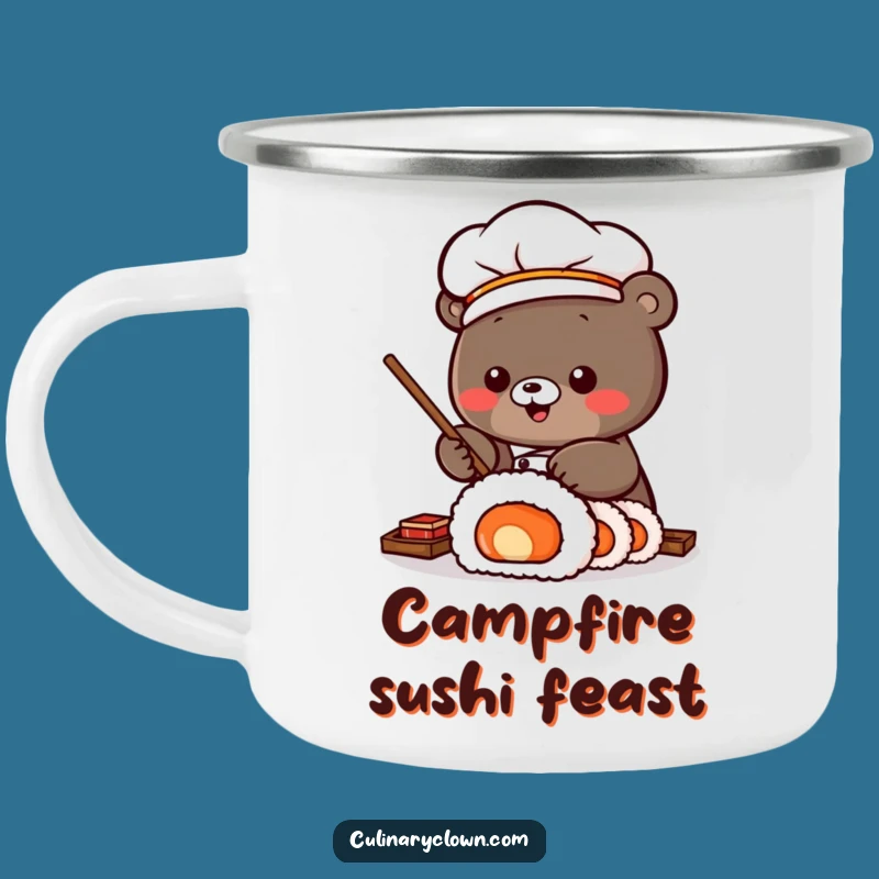Funny Sushi Bear Camping Mug: Roll on the Go, a Perfect Funny Gift!