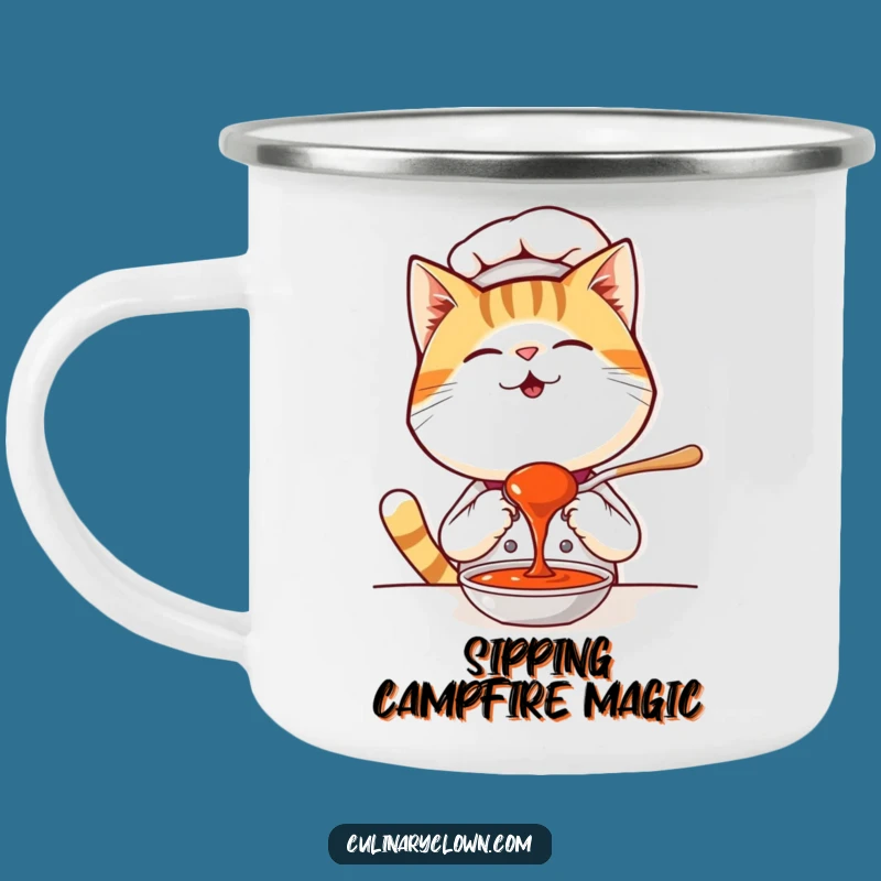 Funny Kawaii Cat Chef Camping Mug - Durable Gourmet Drinkware for Campfires