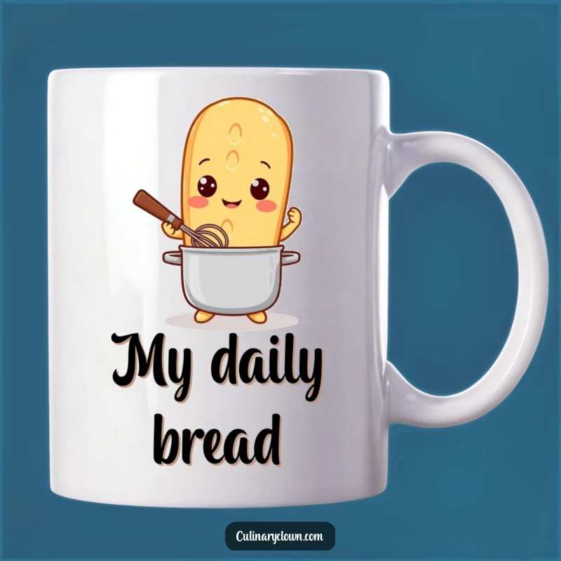 Funny Baguette Chef Mug - Playful Kitchen Whisking & Bright Eyes Funny Gift
