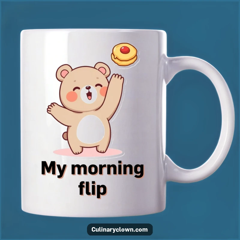 Funny Bear Flipping Pancake Mug: Hilarious Breakfast Chef Gift for Pancake Lovers!