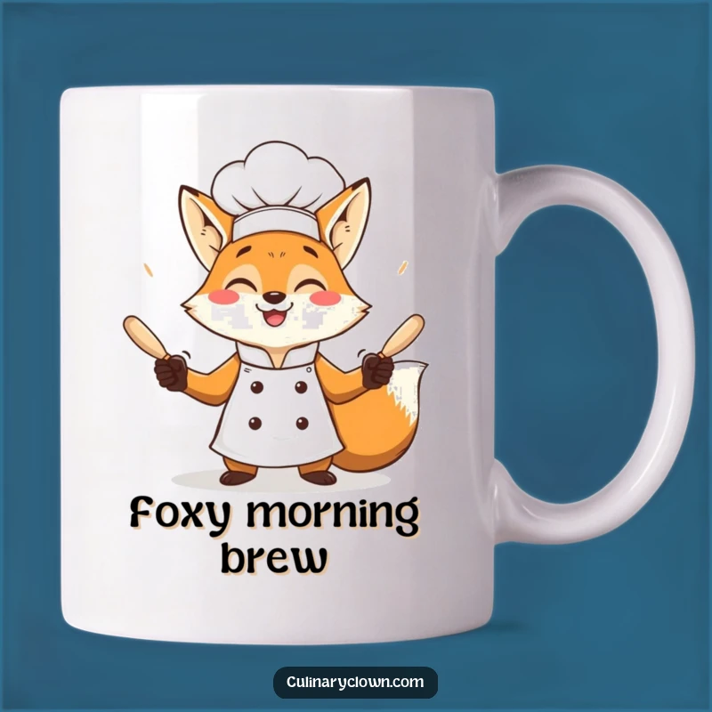 Funny Fox Chef Juggling Mug: Kitchen Fun and Whimsical Gift