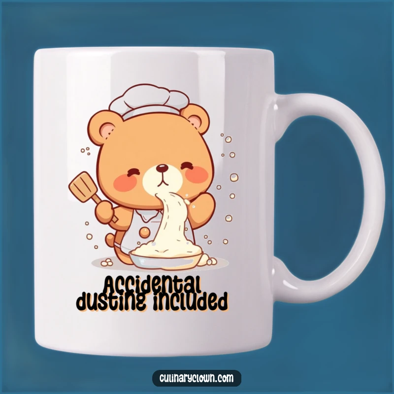 Funny Kawaii Bear Chef Flour Mug: Kitchen Chaos Humor Gift