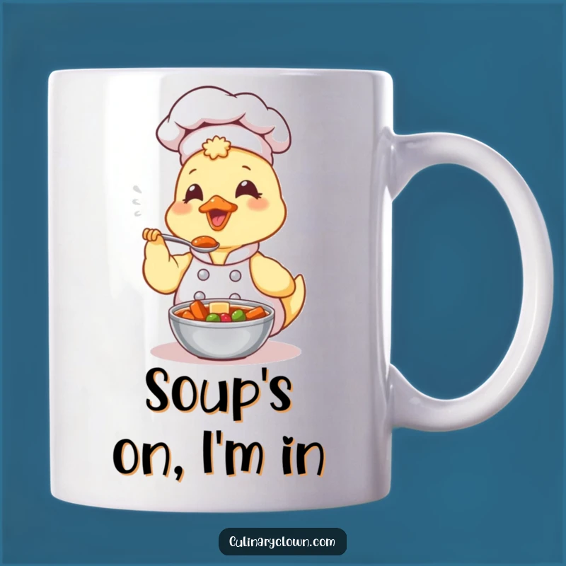 Funny Kawaii Duck Chef Mug: Joyful Stew Tasting, Perfect Funny Gift for Food Lovers