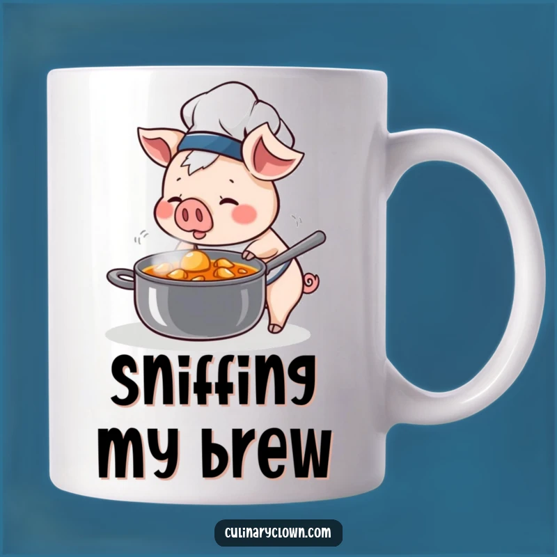 Funny Kawaii Pig Chef Mug: Sniffing Out Deliciousness with Humor