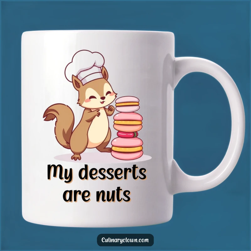 Funny Kawaii Squirrel Chef Macaron Tower Mug: A Hilarious Gift for Pastry Lovers!