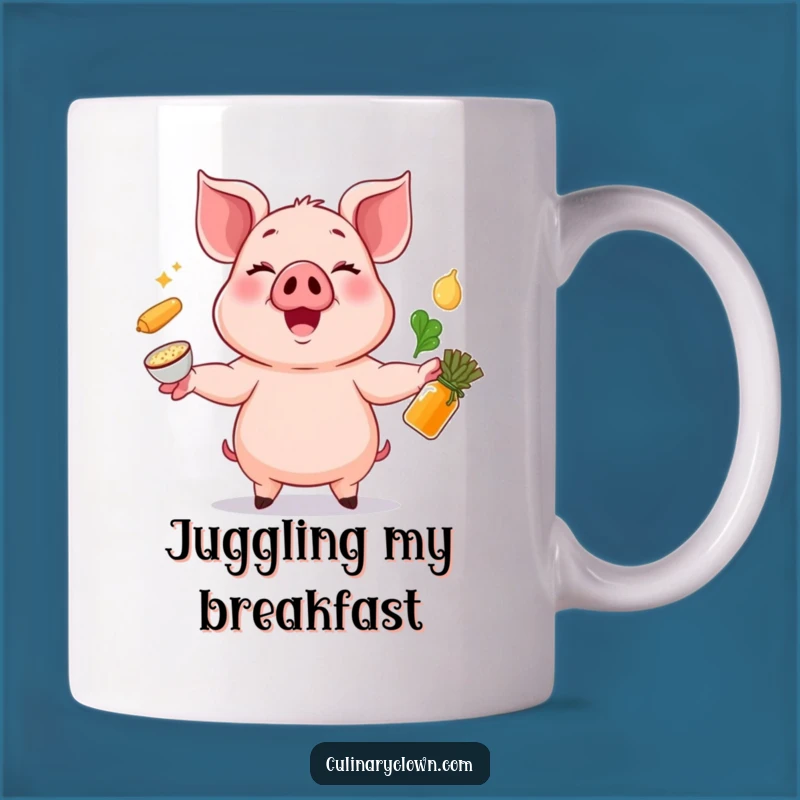 Funny Pig Juggling Mug - Cheerful Chef Ingredient Master Gift