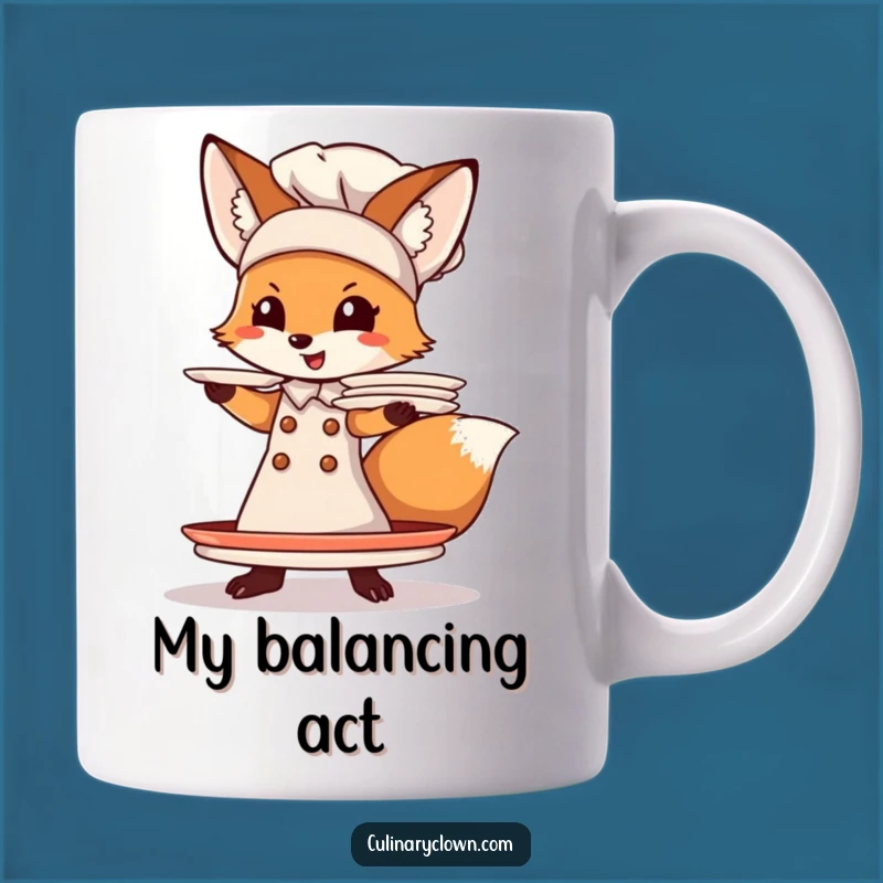 Funny Fox Chef Plate Balancing Mug: Hilarious Kitchen Gift for Chefs