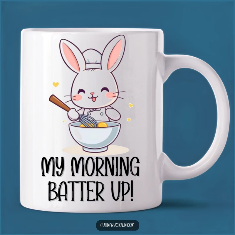 Funny Kawaii Rabbit Chef Mug: Adorable Whisking Chef Cartoon, Perfect Funny Gift for Bakers