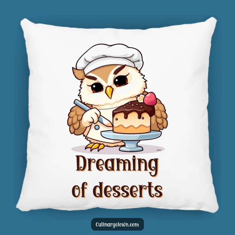 Funny Owl Chef Pillow: Cute Determination for Tiny Cake Lovers, Gift
