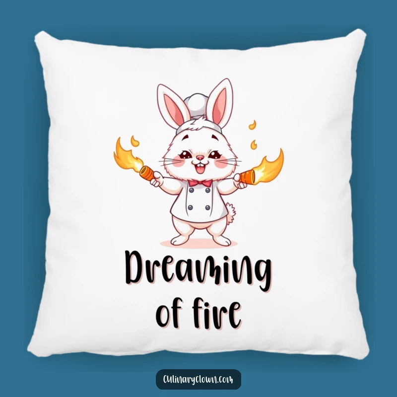 Funny Bunny Chef Pillow: Cozy Flaming Carrot Juggler Cushion, Whimsical Funny Gift