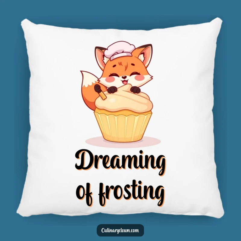 Funny Kawaii Fox Chef Pillow: Cute Cupcake Decorating Cushion, Adorable Funny Gift