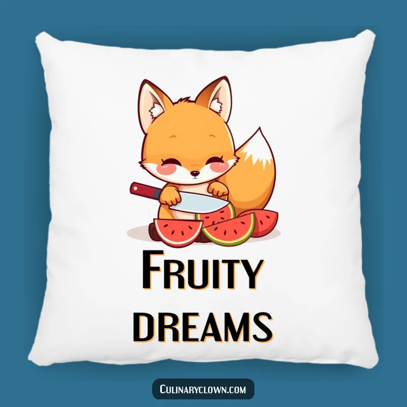 Funny Kawaii Fox Fruit Slicing Pillow - Cozy & Hilarious Comfort Decor