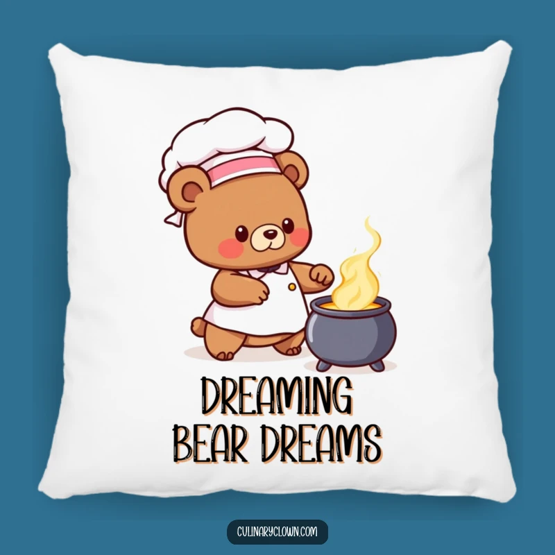 Funny Bear Chef Pillow: Cozy Cauldron Stirrer Cushion, Whimsical Cute Funny Gift