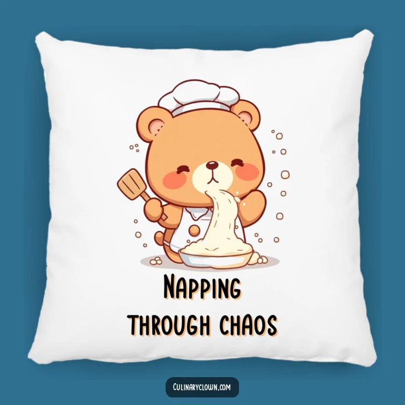 Funny Kawaii Bear Chef Flour Pillow: Comfy Kitchen Companion