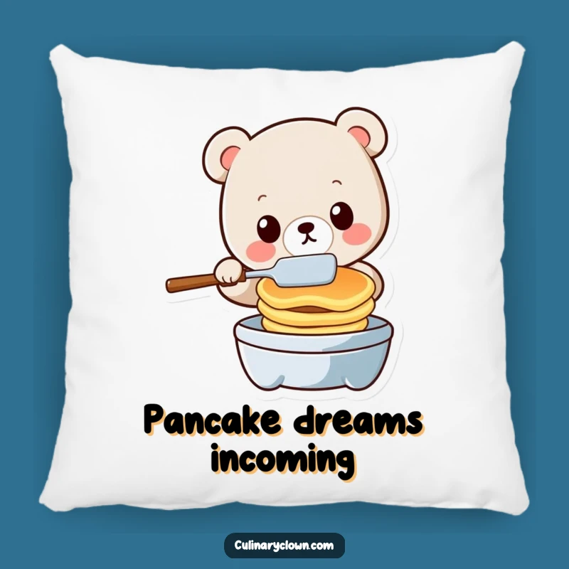 Funny Kawaii Bear Flipping Pancakes Pillow - Cozy & Hilarious Accent Decor