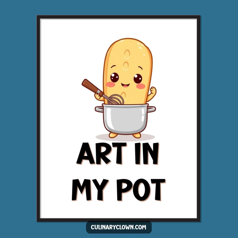 Funny Baguette Chef Digital Art - Playful Kitchen Wall Decor - Funny Gift