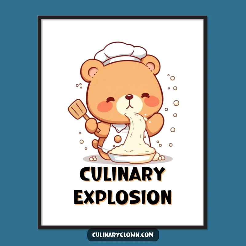 Funny Kawaii Bear Chef Flour Digital Art: Instant Kitchen Humor