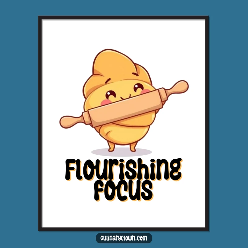 Funny Croissant Baker Digital Art: Instant Whimsical Baking Decor for Your Space