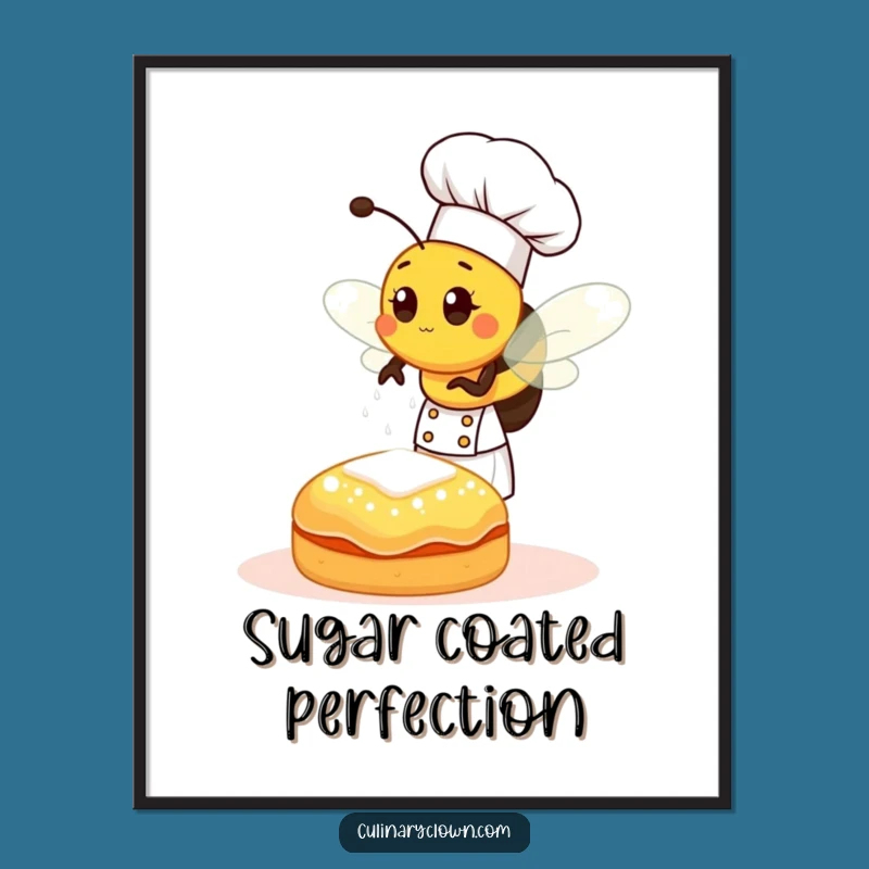 Funny Bee Chef Sprinkling Sugar Digital Art: Instant Sweet Decor