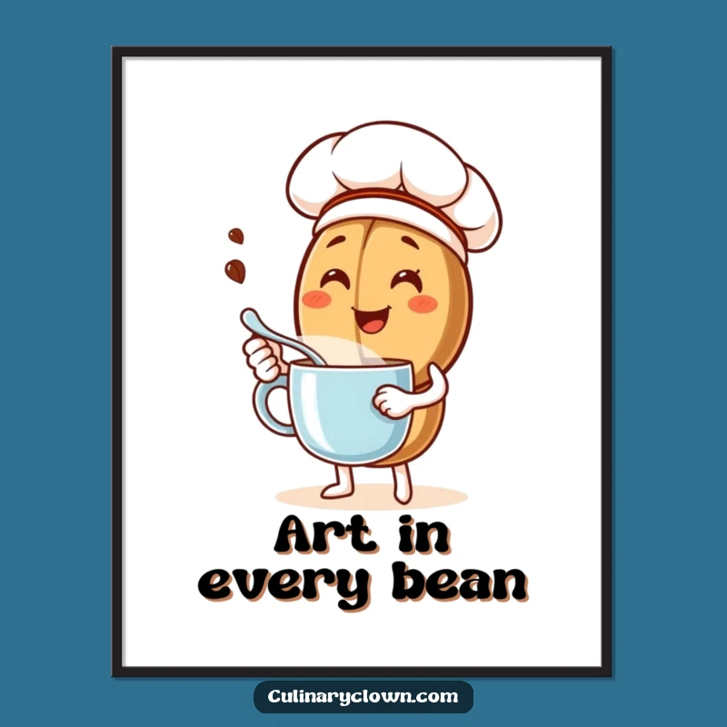 Funny Coffee Bean Chef Digital Art: Instant Joyful Decor for Coffee Fans