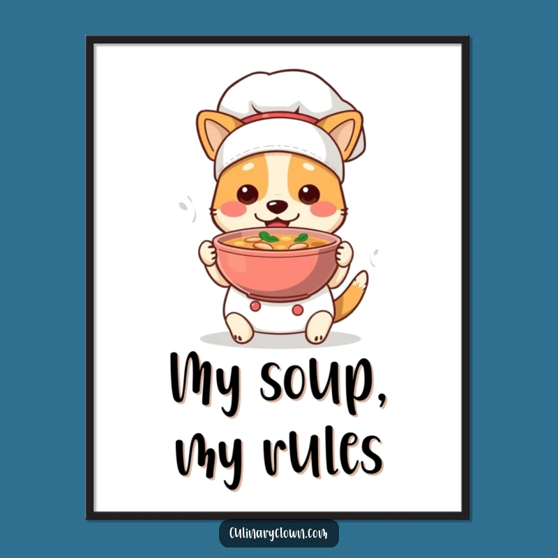 Funny Dog Chef Digital Art: Adorable Canine Cook Printable, Perfect Funny Gift!