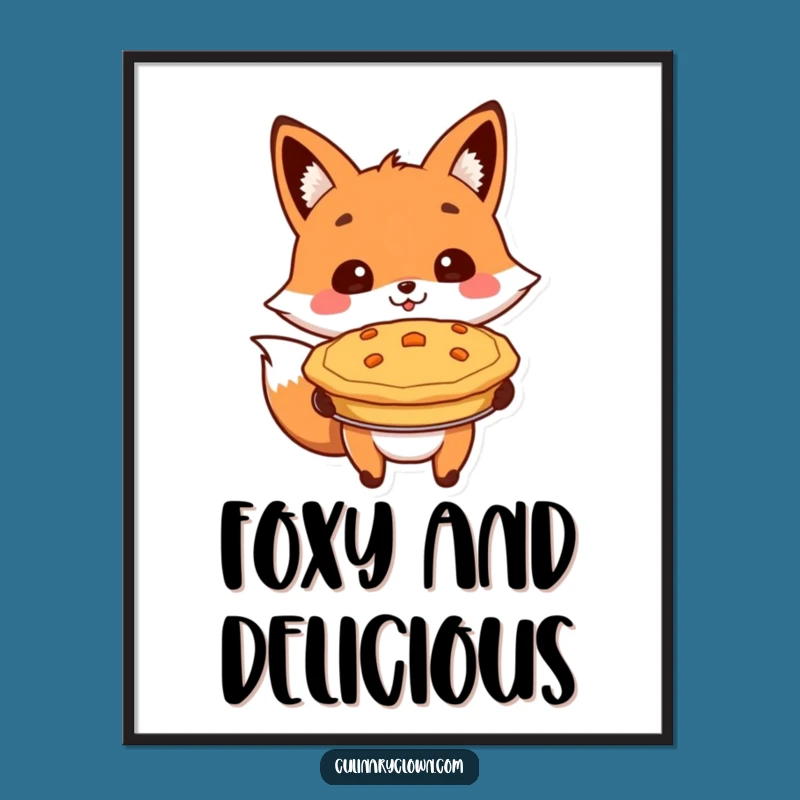 Funny Fox Presenting Pie Digital Art: Hilarious Dessert Decor for Your Walls!