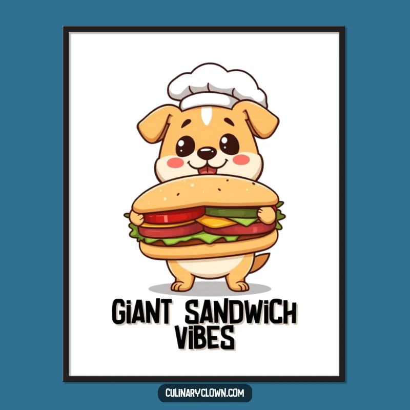 Funny Kawaii Dog Chef Digital Art: Instant Culinary Pride for Your Walls