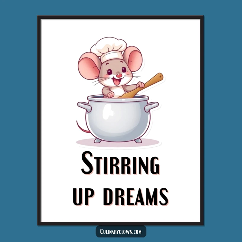 Funny Mouse Chef Digital Art: Printable Kitchen Charm for Walls