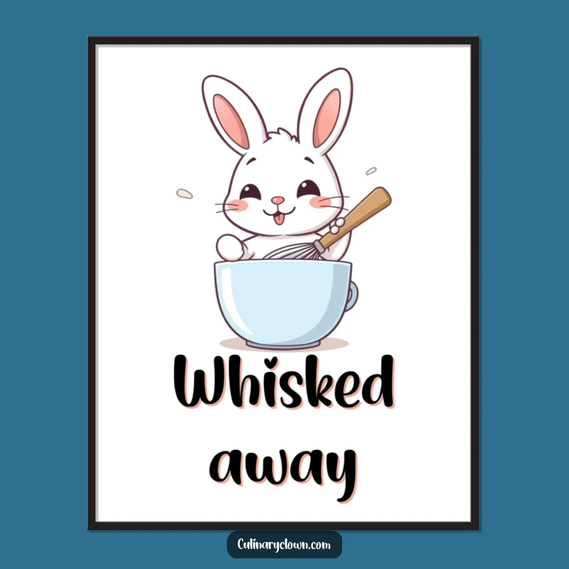 Funny Rabbit Whisking Batter Digital Art: Hilarious Baking Decor for Your Walls!