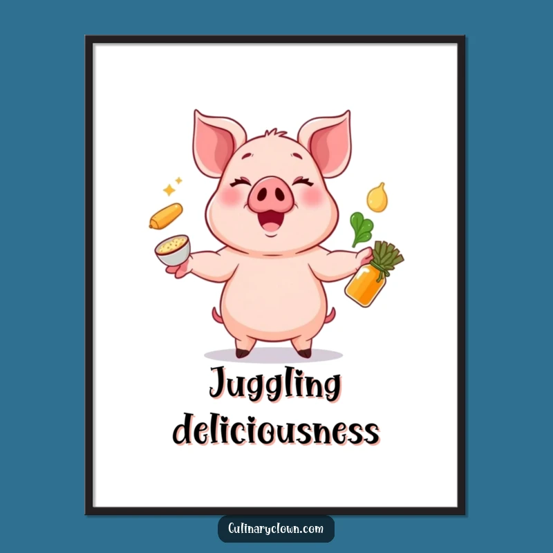 Funny Pig Juggling Digital Art - Instant Chef Cheer for Your Walls