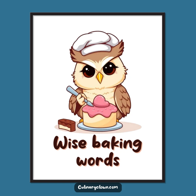 Funny Owl Chef Cake Decorating Digital Art: Instant Baking Charm for Your Walls