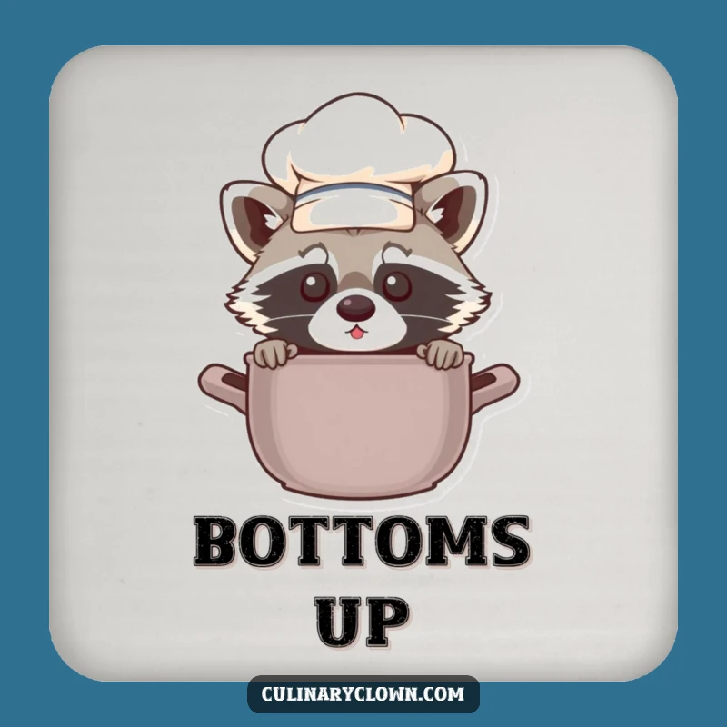 Chef Raccoon Coaster Set: Funny Kitchen Decor, Protect Surfaces