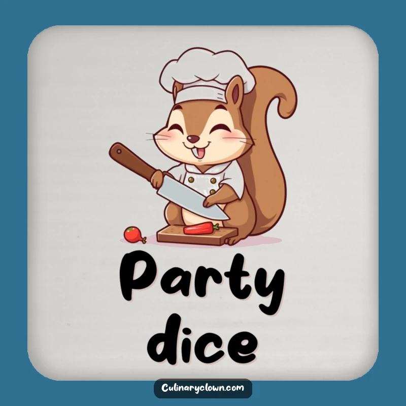 Chef Squirrel Coaster Set: Funny Chopping Action, Kitchen Decor