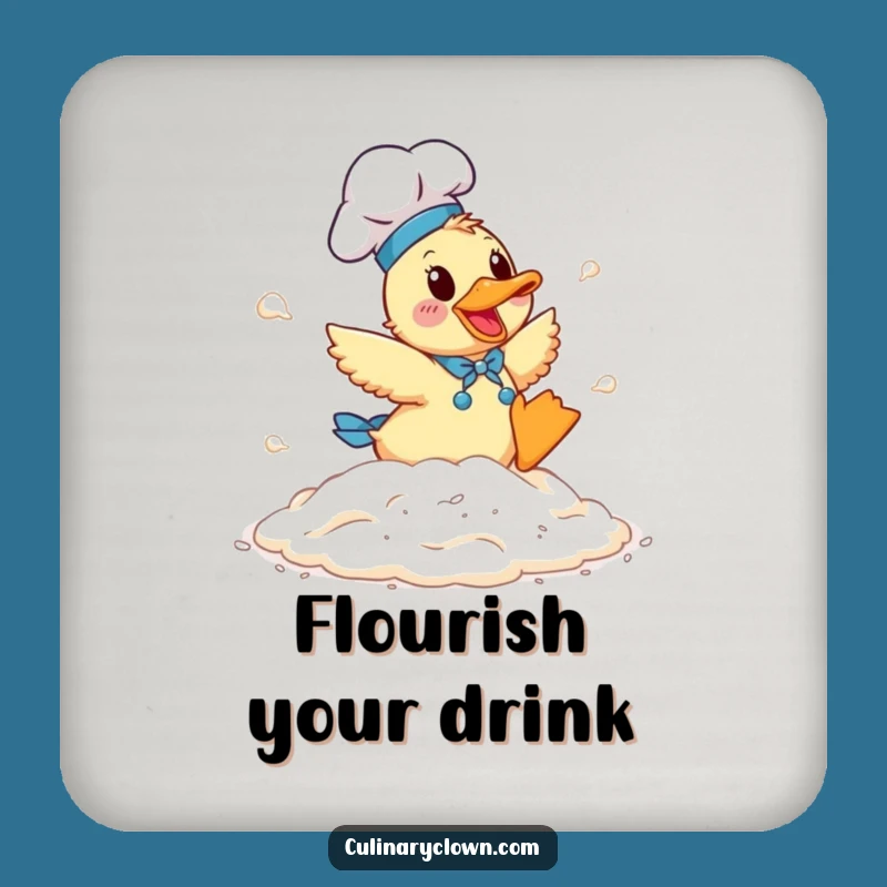 Funny Duck Chef Drink Coaster: Hilarious Flour Protection for Tables